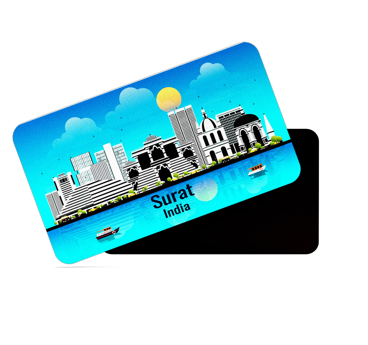 dhcrafts Rectangular Fridge Magnet Blue India Surat Design Pack of 1 (8.6cm x 5.4cm)