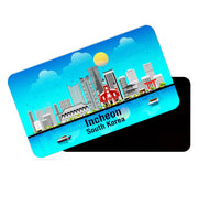dhcrafts Rectangular Fridge Magnet Blue South Korea Incheon Design Pack of 1 (8.6cm x 5.4cm)