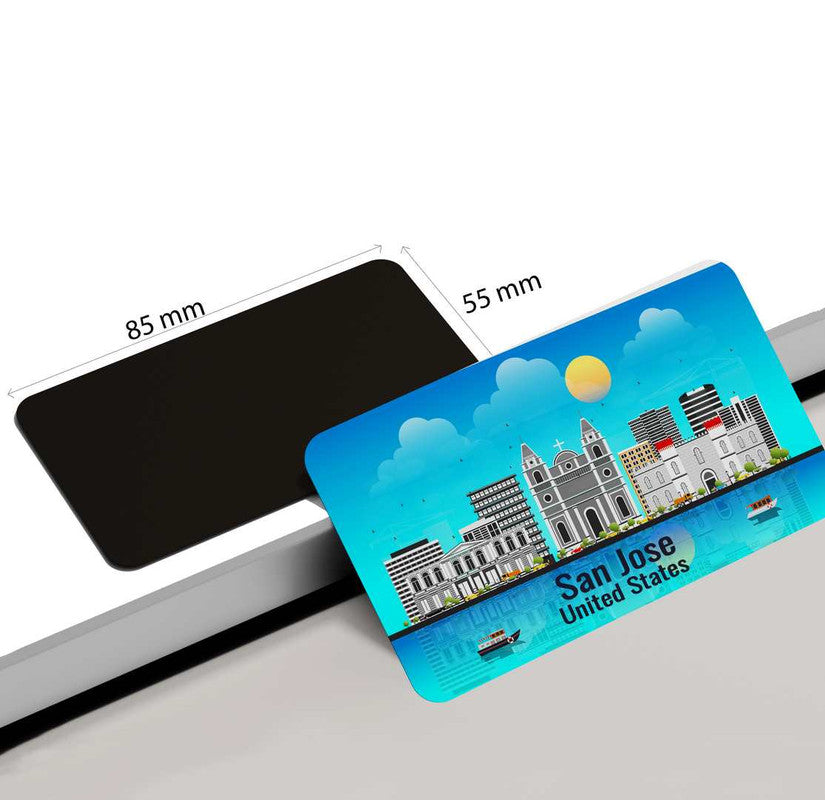 dhcrafts Rectangular Rubber Fridge Magnet / Magnetic Card Blue United States San Jose Design Pack of 1 (8.6cm x 5.4cm)