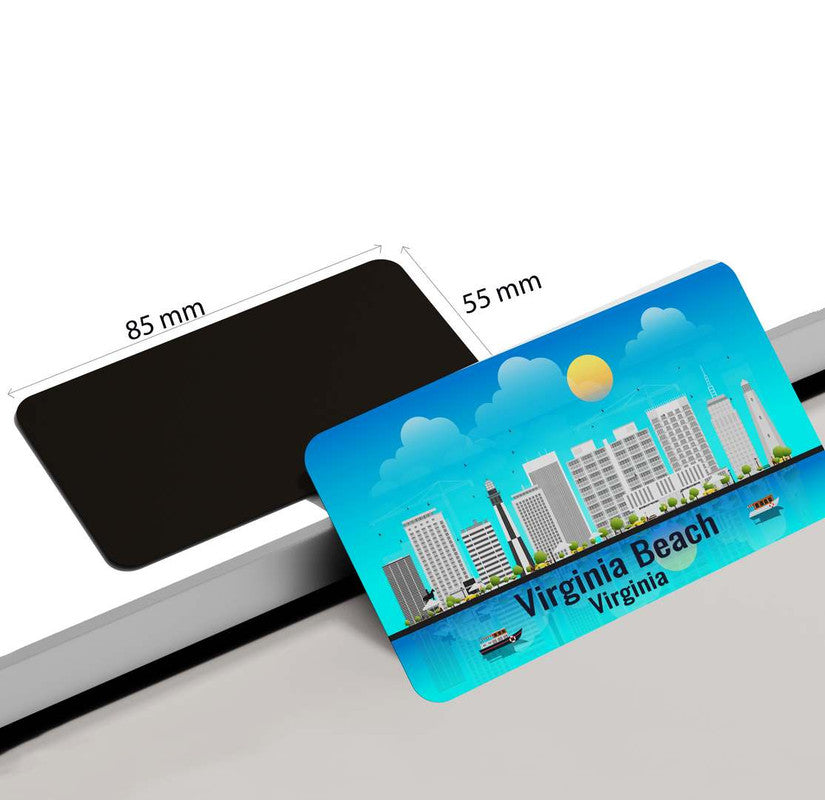 dhcrafts Rectangular Rubber Fridge Magnet / Magnetic Card Blue Virginia Virginia Beach Design Pack of 1 (8.6cm x 5.4cm)