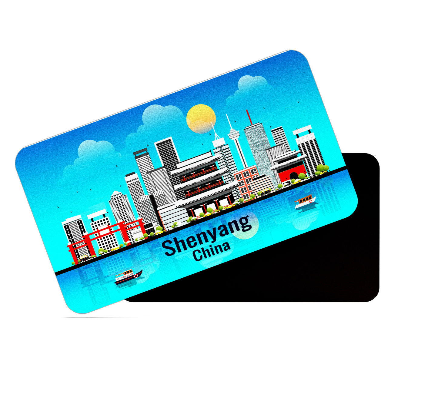 dhcrafts Rectangular Fridge Magnet Blue China Shenyang Design Pack of 1 (8.6cm x 5.4cm)
