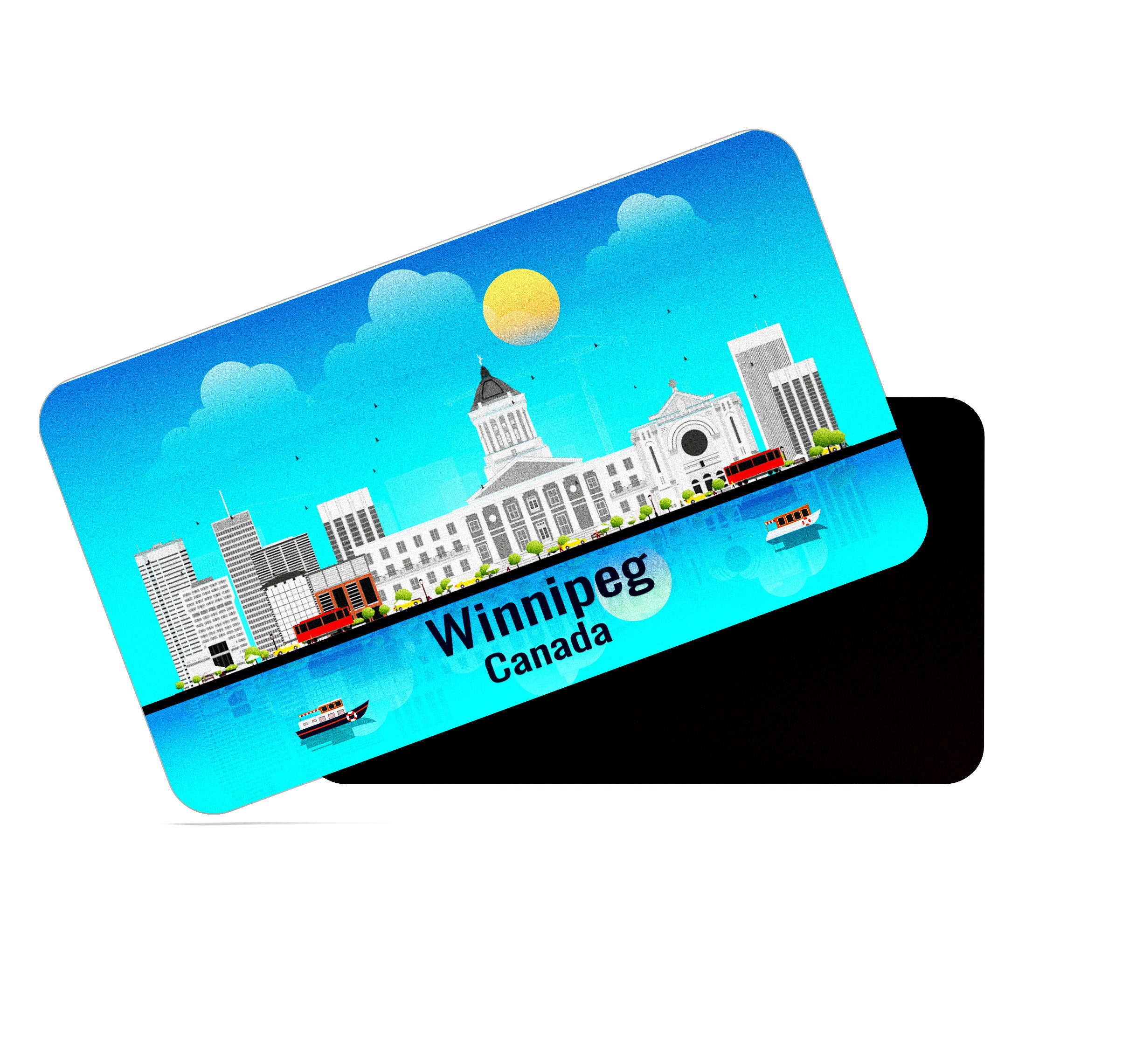 dhcrafts Rectangular Fridge Magnet Blue Canada Winnipeg Design Pack of 1 (8.6cm x 5.4cm)