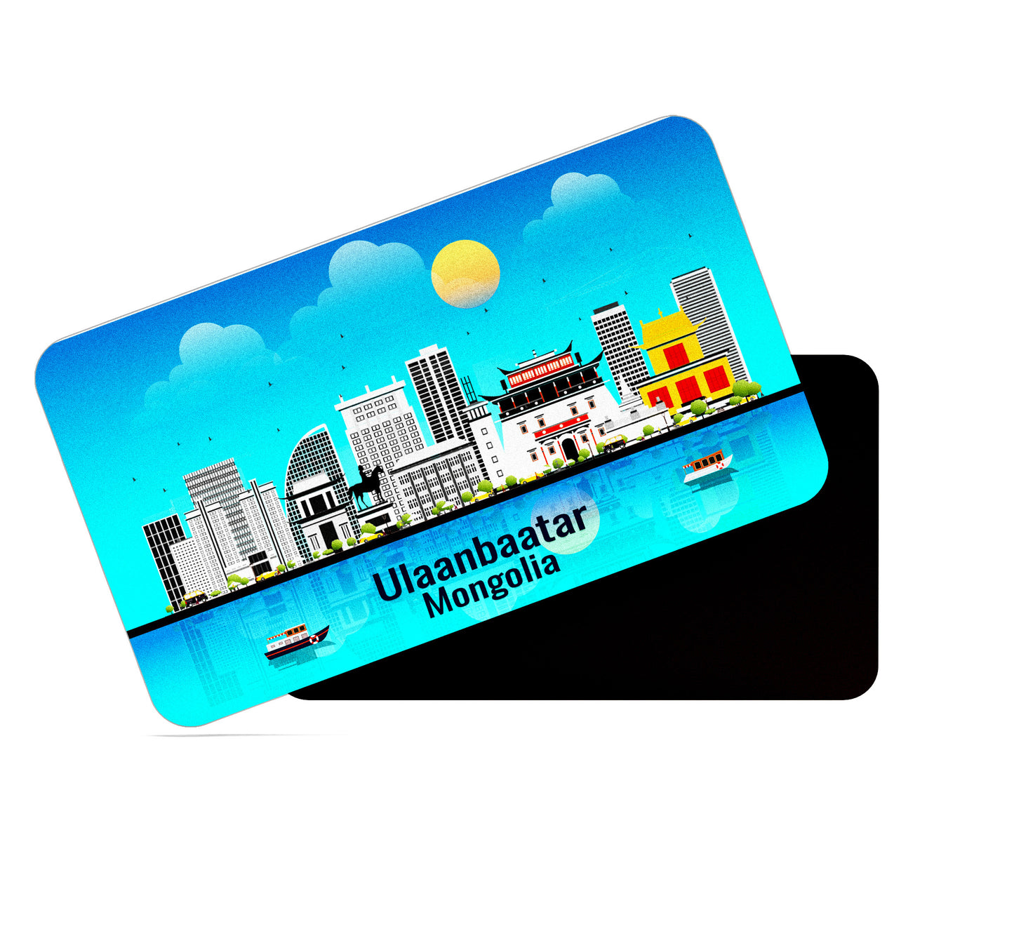 dhcrafts Rectangular Fridge Magnet Blue Mongolia Ulaanbaatar Design Pack of 1 (8.6cm x 5.4cm)