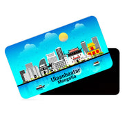 dhcrafts Rectangular Fridge Magnet Blue Mongolia Ulaanbaatar Design Pack of 1 (8.6cm x 5.4cm)