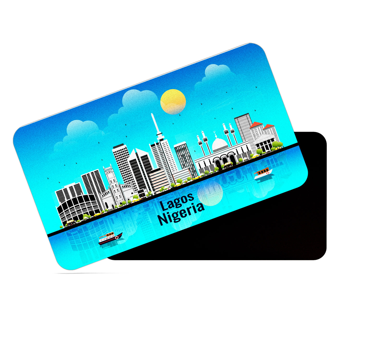 dhcrafts Rectangular Fridge Magnet Blue Nigeria Lagos Design Pack of 1 (8.6cm x 5.4cm)