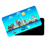 dhcrafts Rectangular Fridge Magnet Blue Nigeria Lagos Design Pack of 1 (8.6cm x 5.4cm)