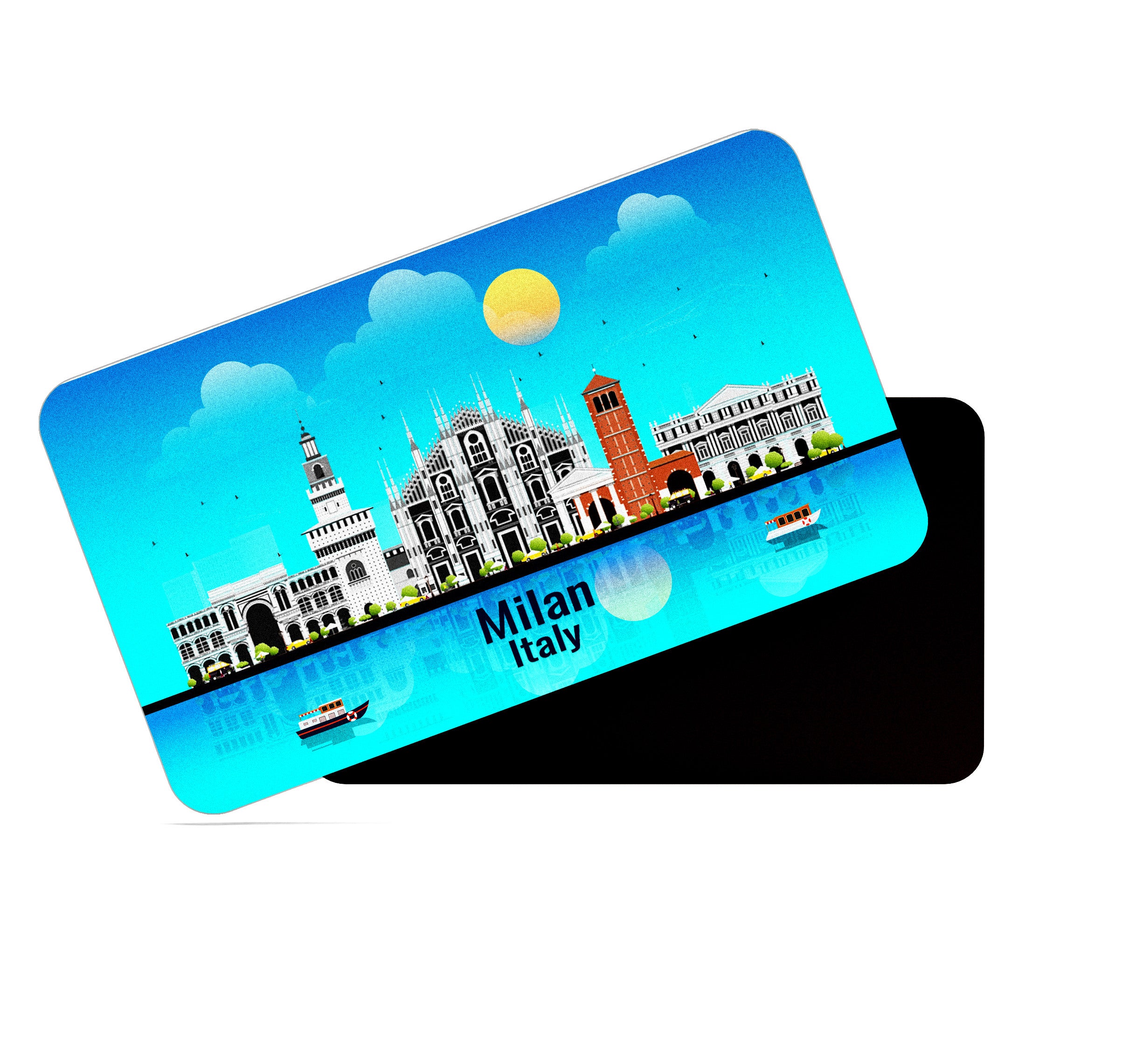dhcrafts Rectangular Fridge Magnet Blue Italy Milan Design Pack of 1 (8.6cm x 5.4cm)
