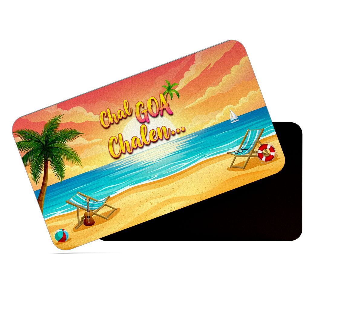 dhcrafts Rectangular Fridge Magnet Goa Multicolor Chal Goa Chalen Design Pack of 1 (8.6cm x 5.4cm)