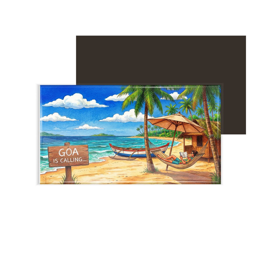 dhcrafts Rectangular Fridge Magnet Goa Multicolor Goa Is Calling Design Pack of 1 (8.6cm x 5.4cm)