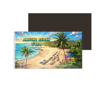 dhcrafts Rectangular Fridge Magnet Goa Multicolor Anjuna Beach Design Pack of 1 (8.6cm x 5.4cm)