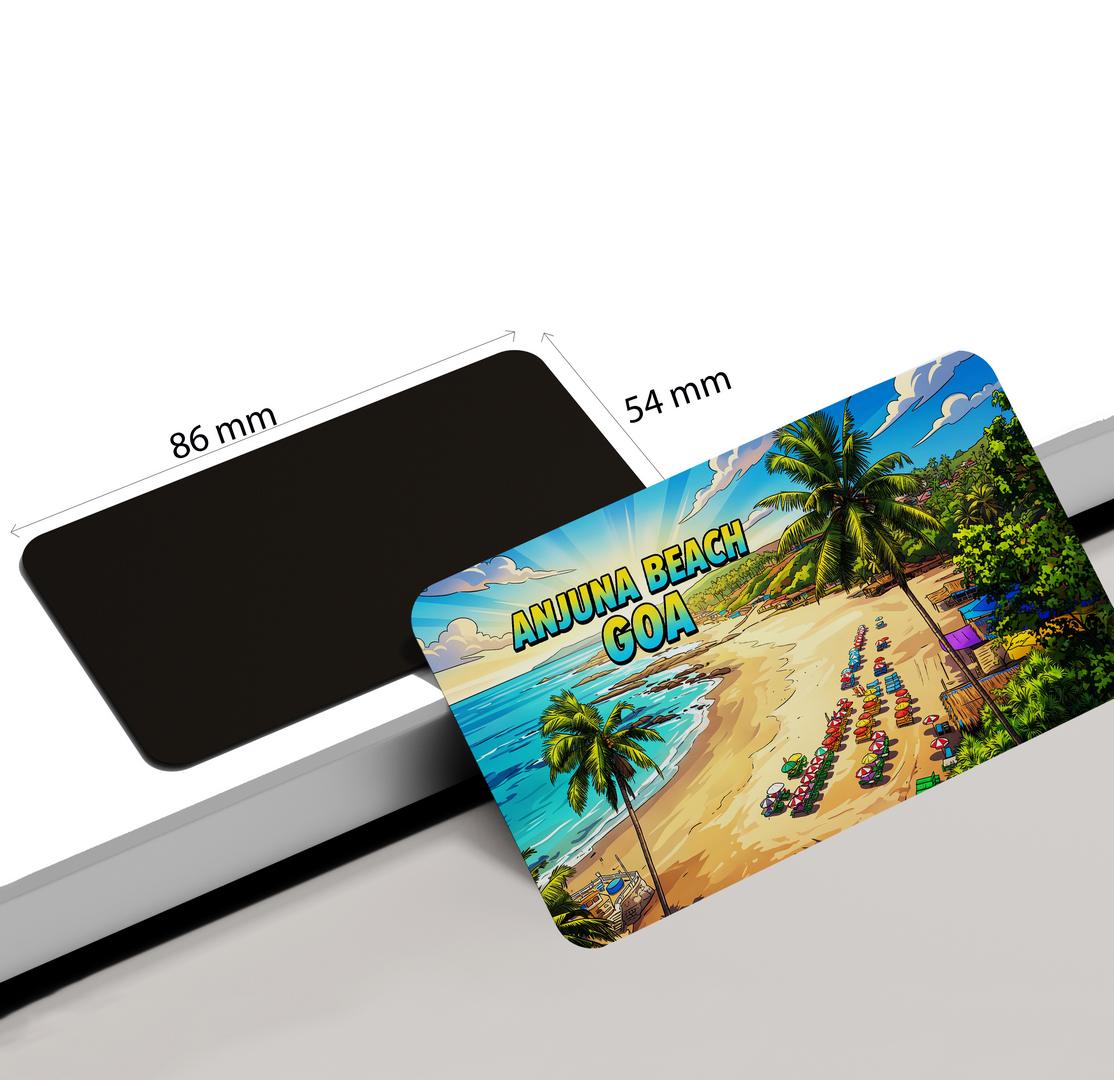 dhcrafts Rectangular Fridge Magnet Goa Multicolor Anjuna Beach Design Pack of 1 (8.6cm x 5.4cm)