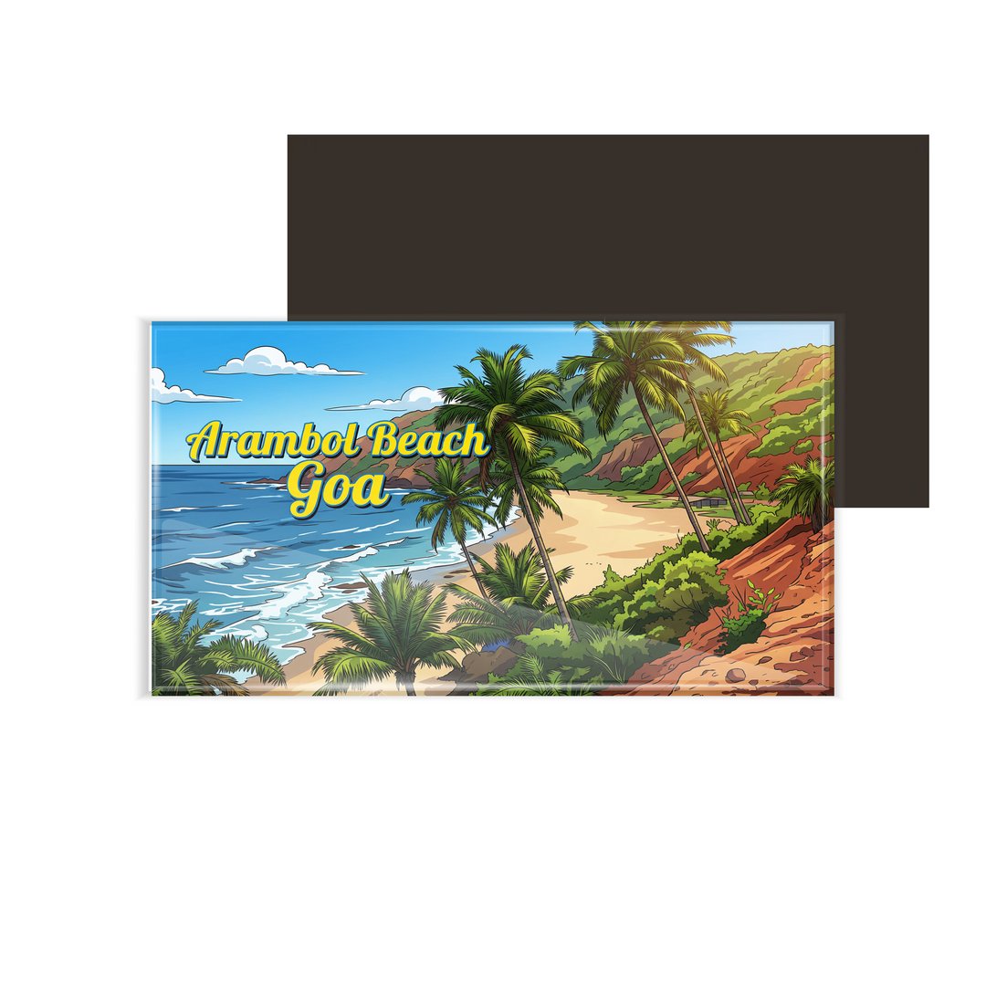 dhcrafts Rectangular Fridge Magnet Goa Multicolor Arambol Beach Design Pack of 1 (8.6cm x 5.4cm)