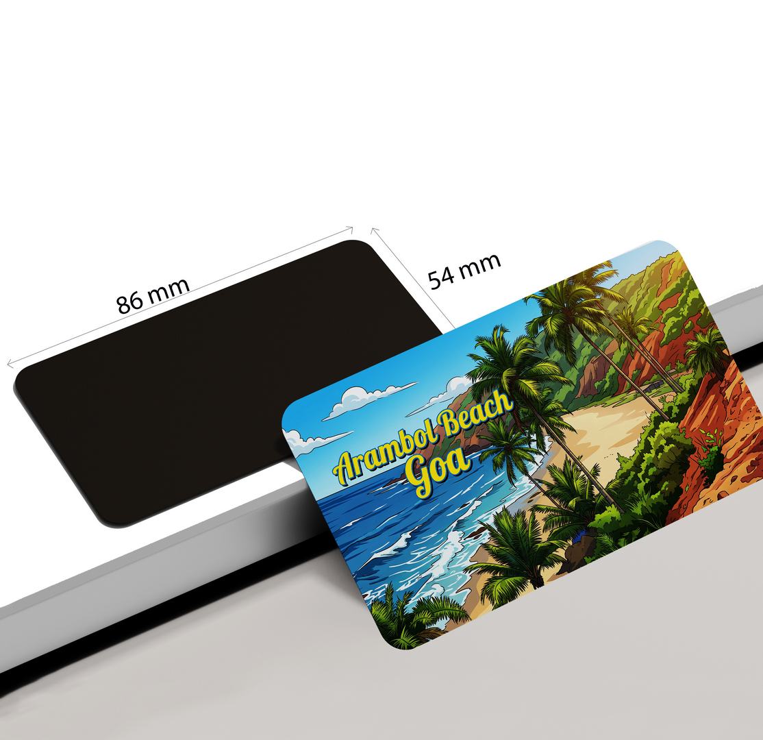 dhcrafts Rectangular Fridge Magnet Goa Multicolor Arambol Beach Design Pack of 1 (8.6cm x 5.4cm)