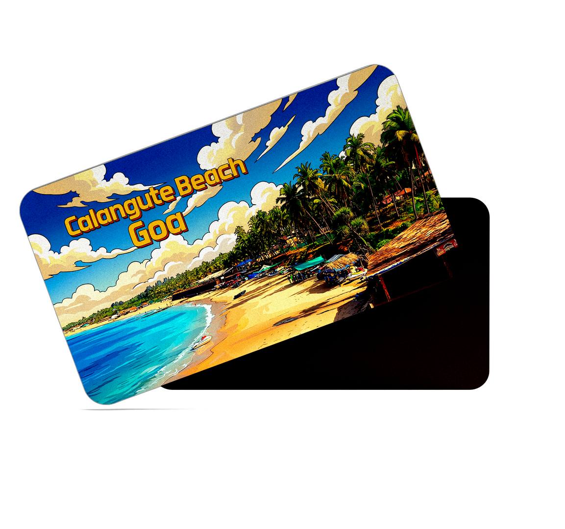 dhcrafts Rectangular Fridge Magnet Goa Multicolor Calangute Beach Design Pack of 1 (8.6cm x 5.4cm)