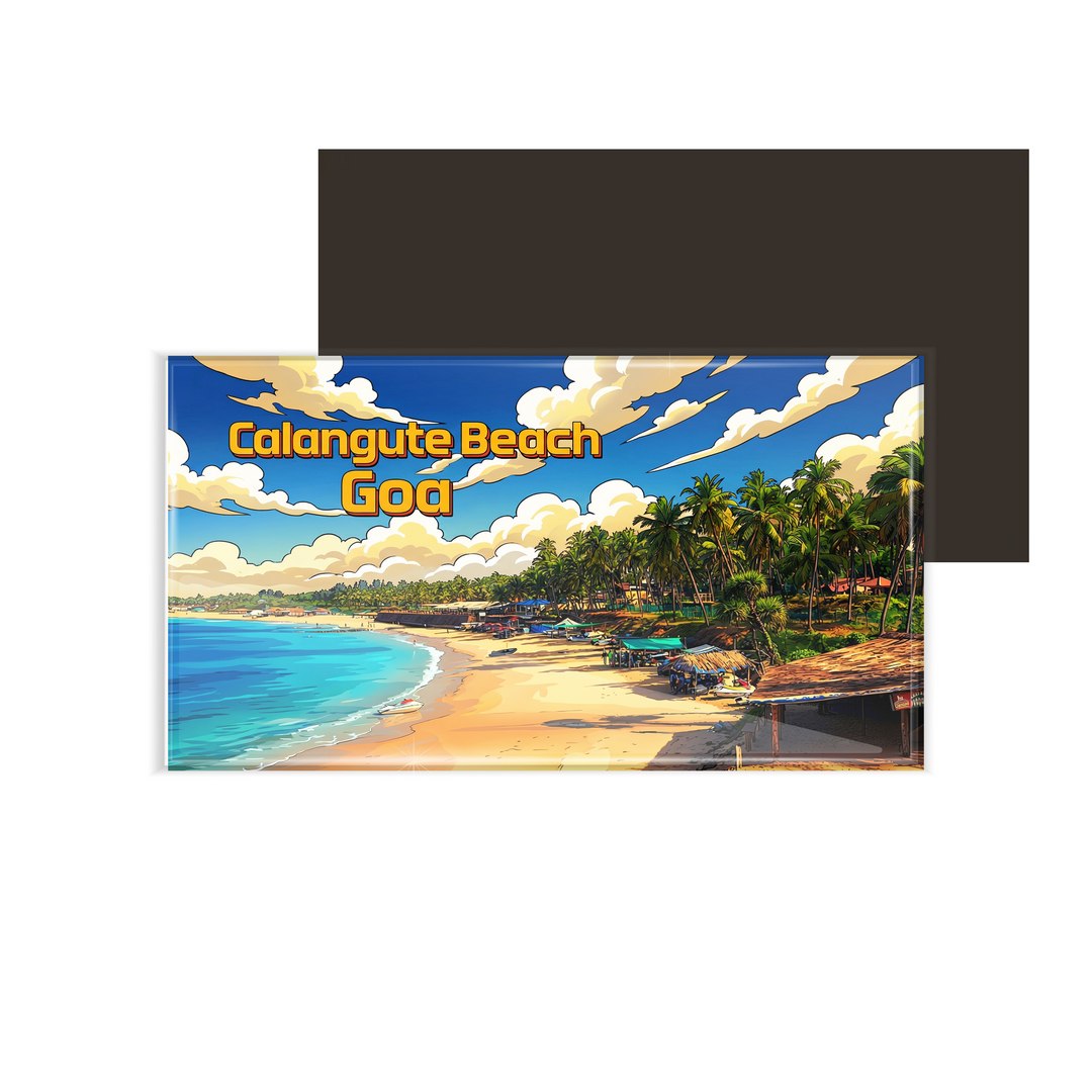dhcrafts Rectangular Fridge Magnet Goa Multicolor Calangute Beach Design Pack of 1 (8.6cm x 5.4cm)