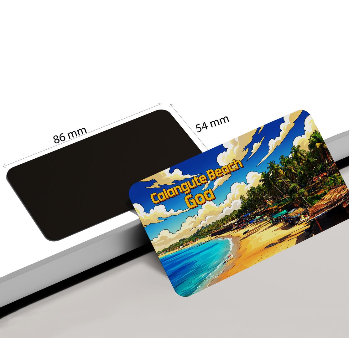 dhcrafts Rectangular Fridge Magnet Goa Multicolor Calangute Beach Design Pack of 1 (8.6cm x 5.4cm)