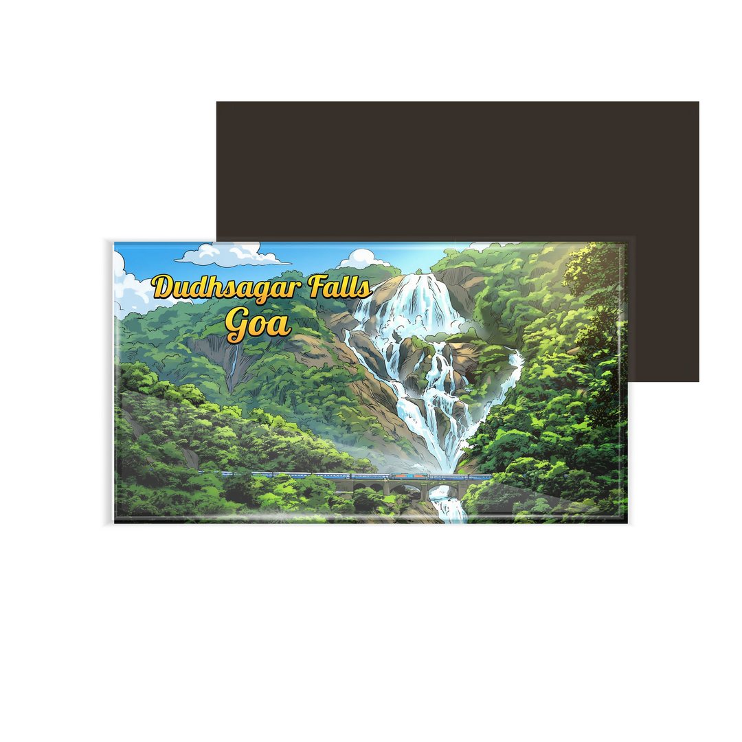 dhcrafts Rectangular Fridge Magnet Goa Multicolor Dudhsagar Falls Design Pack of 1 (8.6cm x 5.4cm)