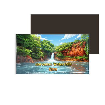 dhcrafts Rectangular Fridge Magnet Goa Multicolor Harvalem Waterfalls Design Pack of 1 (8.6cm x 5.4cm)