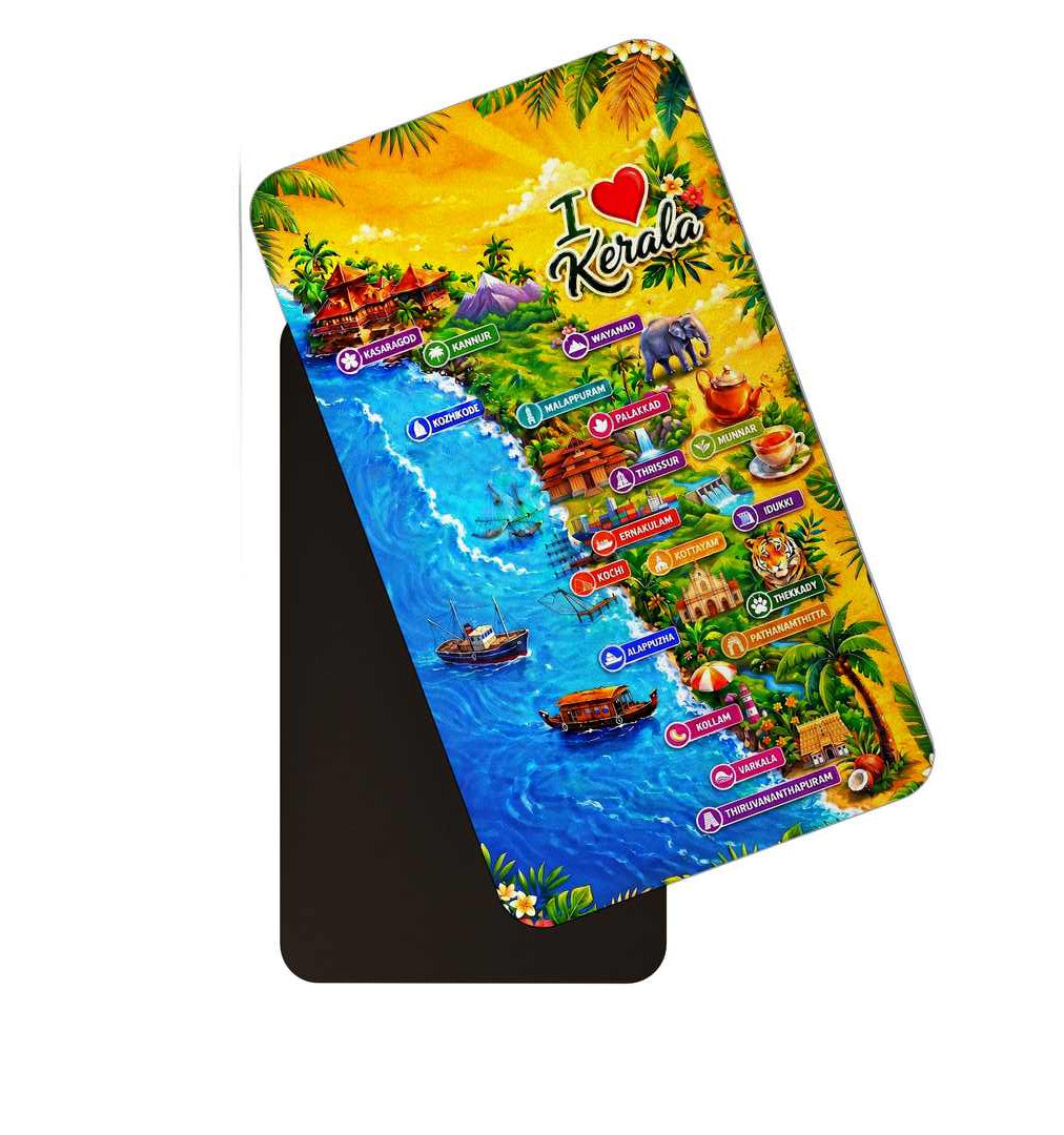 dhcrafts Rectangular Fridge Magnet Multicolor Kerala D1 Design Pack of 1 (8.6cm x 5.4cm)