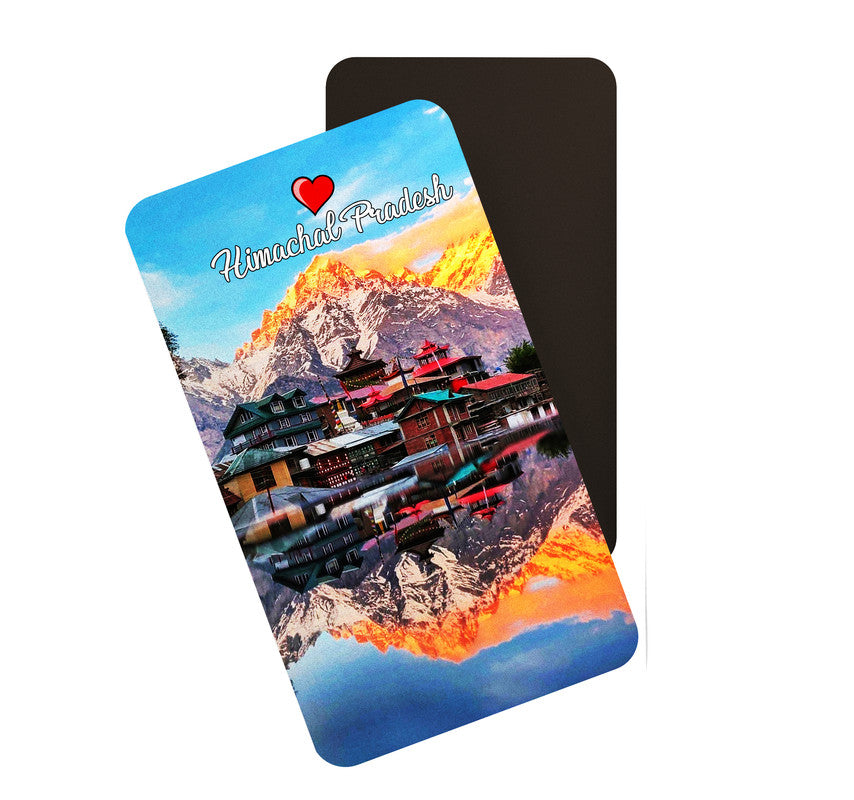 dhcrafts Rectangular Rubber Fridge Magnet / Magnetic Card Multicolor Himachal Pradesh D1 Design Pack of 1 (8.6cm x 5.4cm)