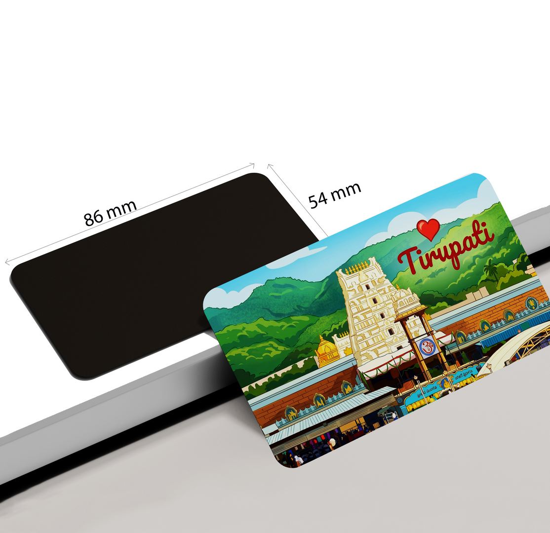 dhcrafts Rectangular Fridge Magnet Multicolor Tirupati Design Pack of 1 (8.6cm x 5.4cm)