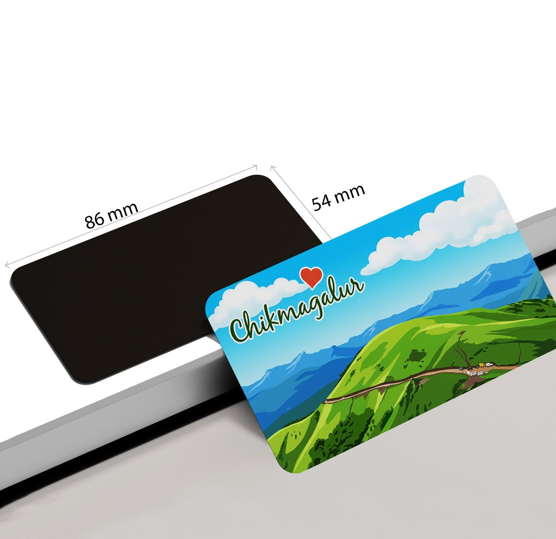 dhcrafts Rectangular Fridge Magnet Multicolor Karnataka Chikmangalur D4 Design Pack of 1 (8.6cm x 5.4cm)
