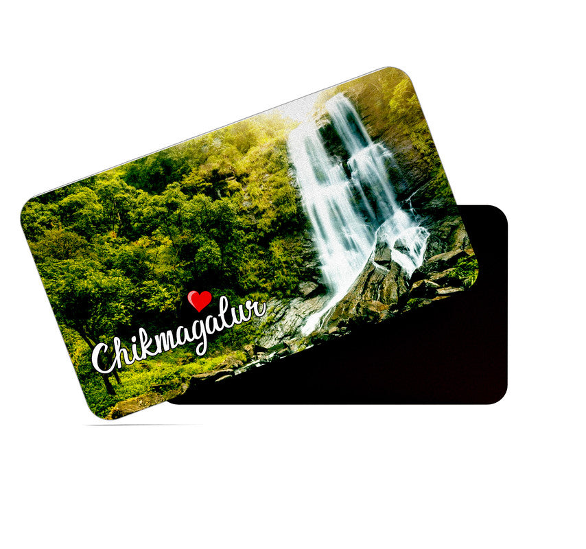 dhcrafts Rectangular Rubber Fridge Magnet / Magnetic Card Multicolor Karnataka Chikmangalur D8 Design Pack of 1 (8.6cm x 5.4cm)