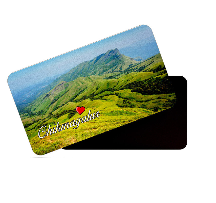 dhcrafts Rectangular Rubber Fridge Magnet / Magnetic Card Multicolor Karnataka Chikmangalur D9 Design Pack of 1 (8.6cm x 5.4cm)