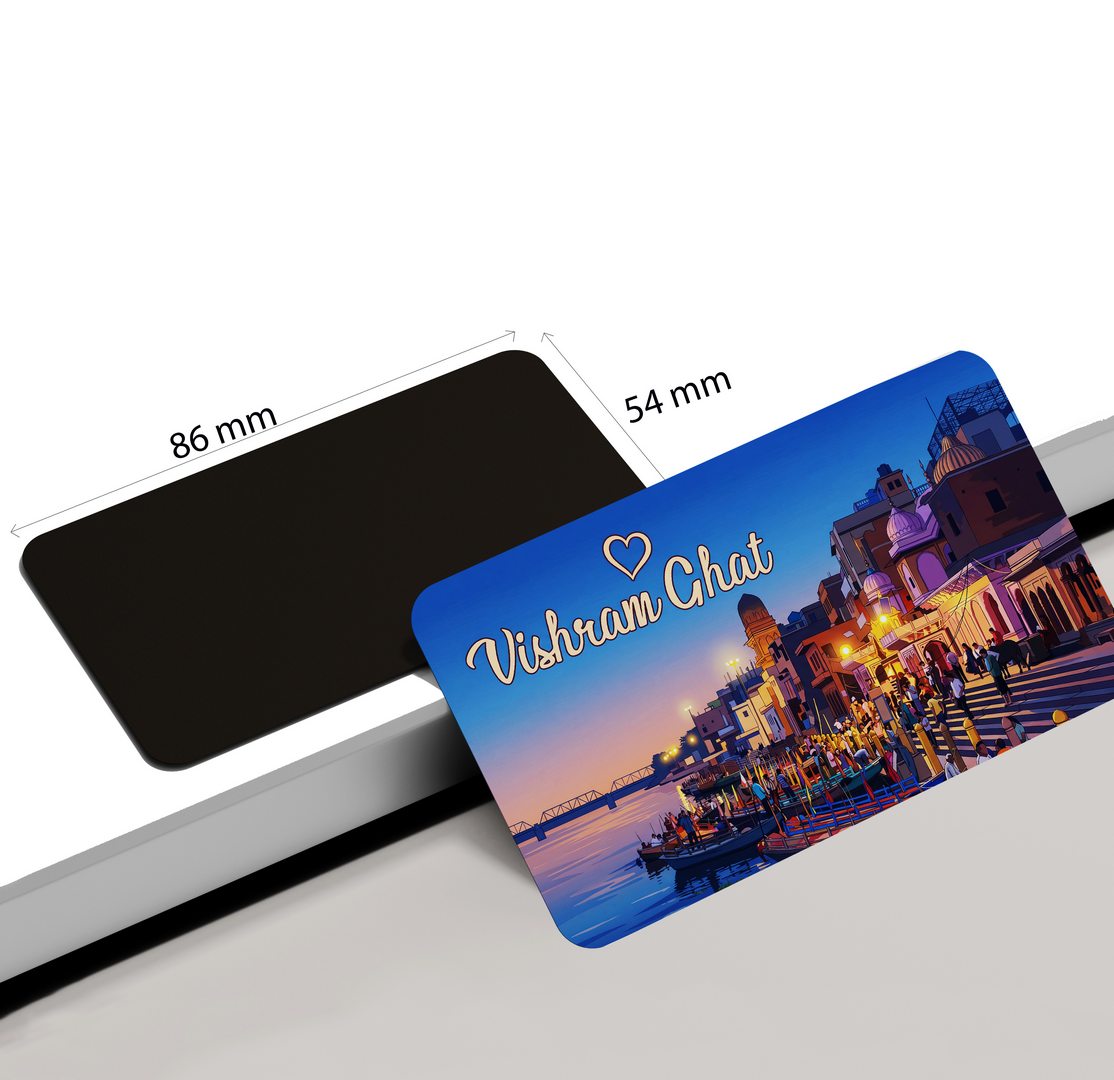 dhcrafts Rectangular Fridge Magnet Multicolor Uttar Pradesh Vishram Ghat Design Pack of 1 (8.6cm x 5.4cm)