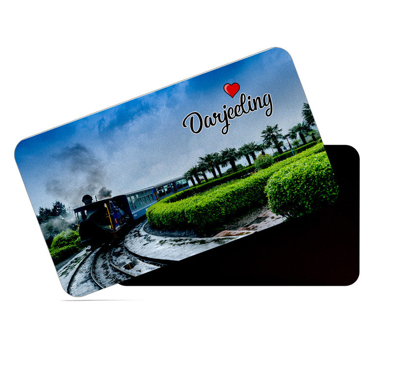 dhcrafts Rectangular Rubber Fridge Magnet / Magnetic Card Multicolor Darjeeling D1 Design Pack of 1 (8.6cm x 5.4cm)