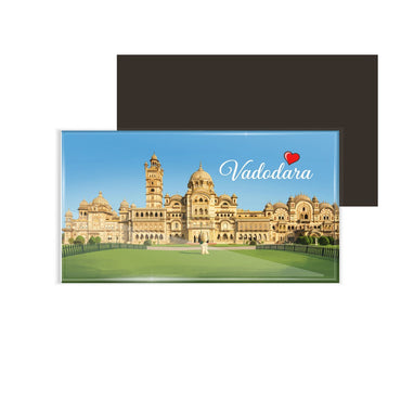 dhcrafts Rectangular Fridge Magnet Multicolor Gujarat Vadodara Design Pack of 1 (8.6cm x 5.4cm)