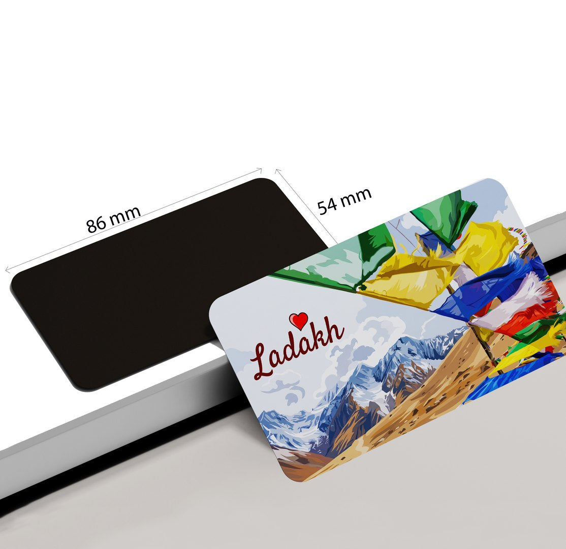 dhcrafts Rectangular Fridge Magnet Multicolor Ladakh Design Pack of 1 (8.6cm x 5.4cm)
