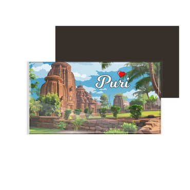dhcrafts Rectangular Fridge Magnet Multicolor Odisha Puri Design Pack of 1 (8.6cm x 5.4cm)