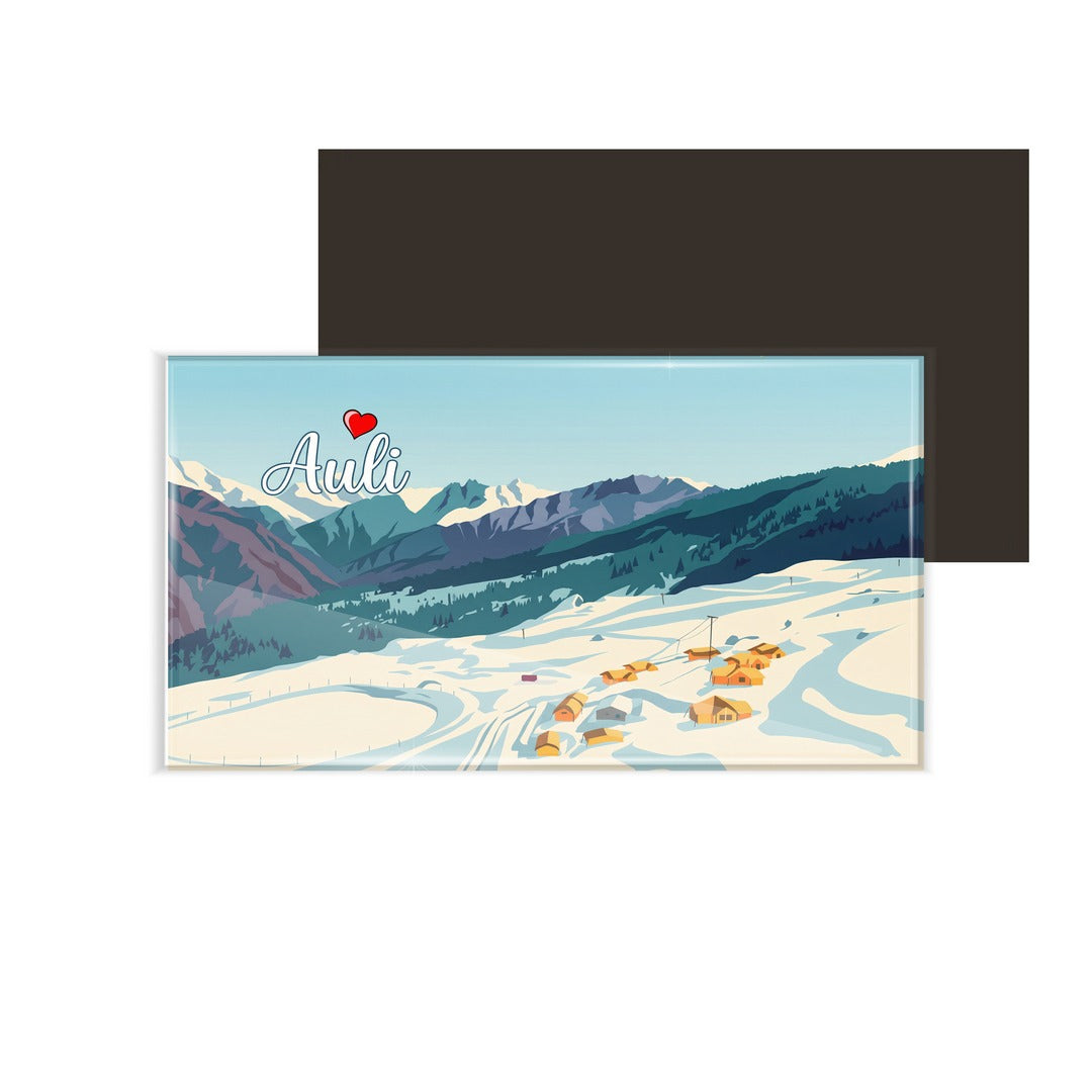 dhcrafts Rectangular Fridge Magnet Multicolor Uttarakhand Auli Design Pack of 1 (8.6cm x 5.4cm)