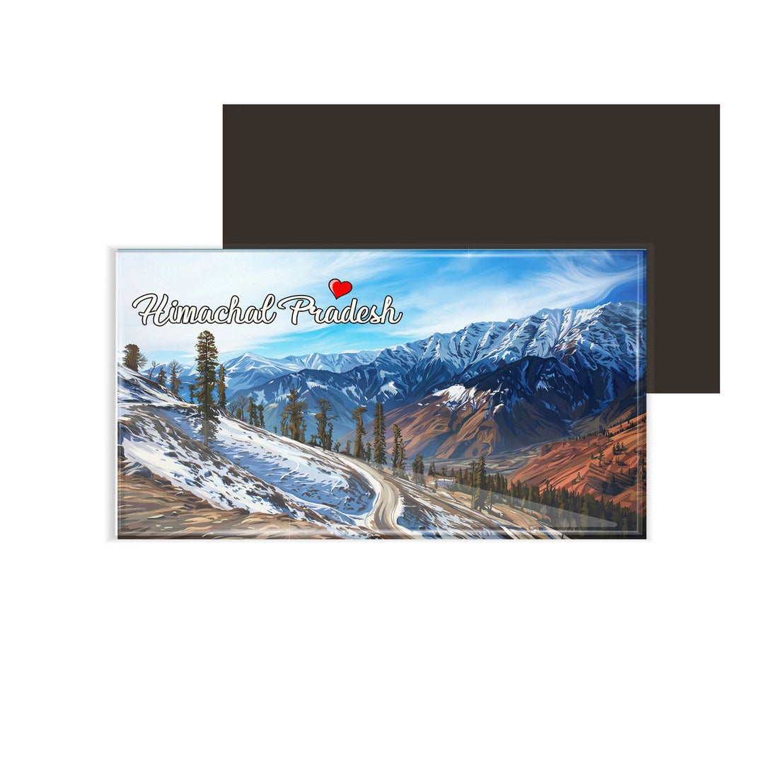 dhcrafts Rectangular Fridge Magnet Multicolor Himachal Pradesh Design Pack of 1 (8.6cm x 5.4cm)