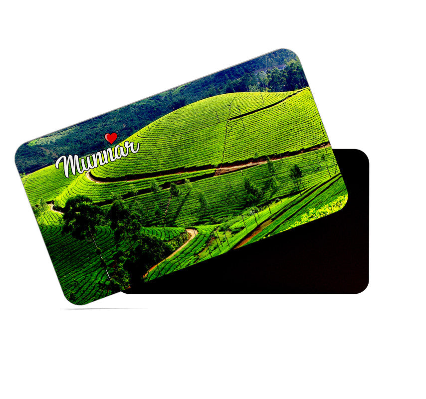 dhcrafts Rectangular Rubber Fridge Magnet / Magnetic Card Multicolor Kerala Munnar Design Pack of 1 (8.6cm x 5.4cm)