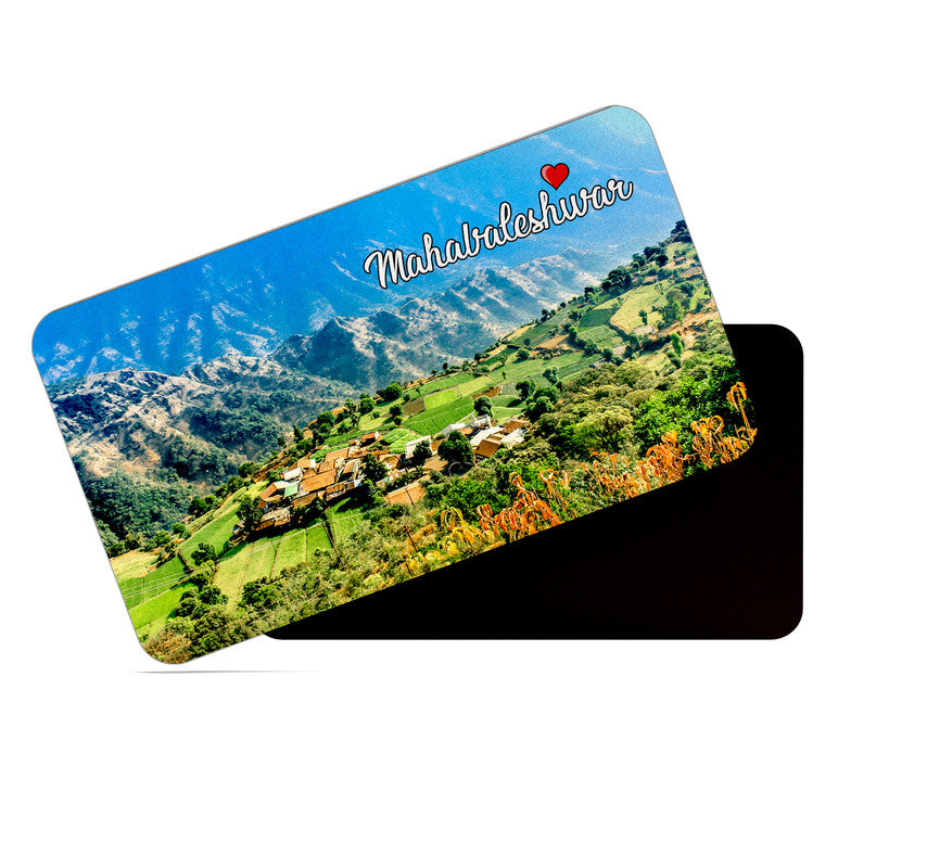 dhcrafts Rectangular Rubber Fridge Magnet / Magnetic Card Multicolor Maharashtra Mahabaleshwar Design Pack of 1 (8.6cm x 5.4cm)