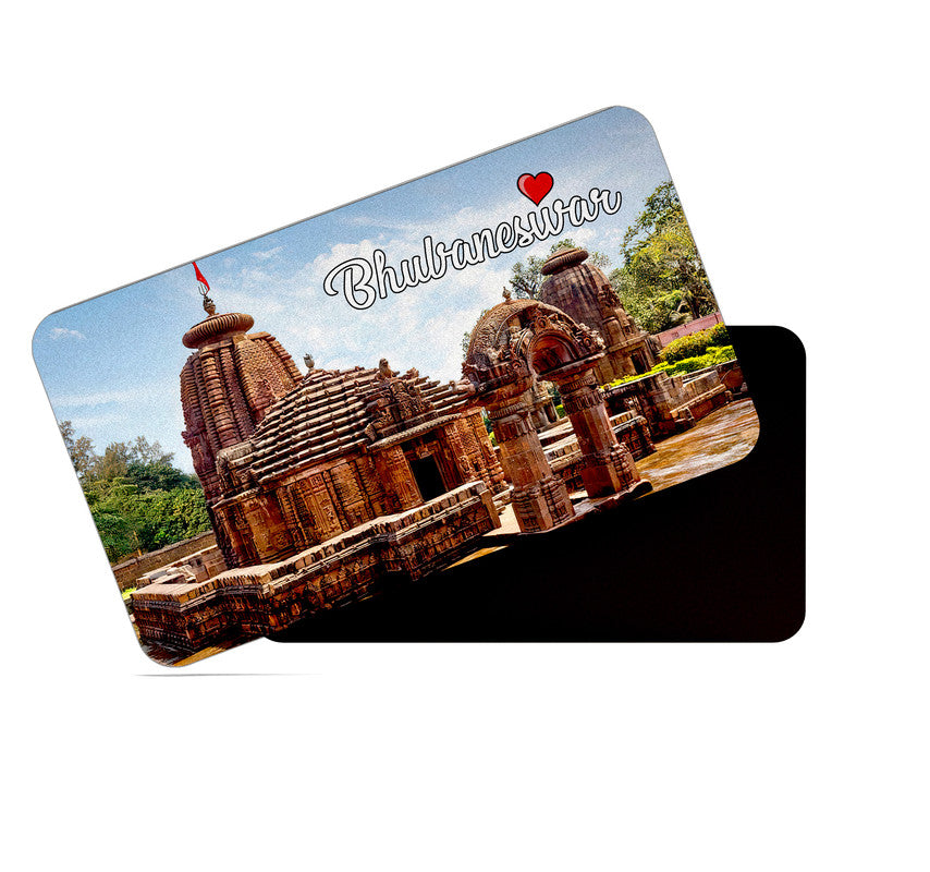 dhcrafts Rectangular Rubber Fridge Magnet / Magnetic Card Multicolor Odisha Bhubaneswar Design Pack of 1 (8.6cm x 5.4cm)