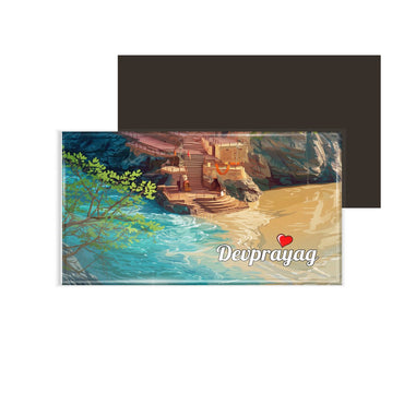 dhcrafts Rectangular Fridge Magnet Multicolor Uttarakhand Devprayag Design Pack of 1 (8.6cm x 5.4cm)