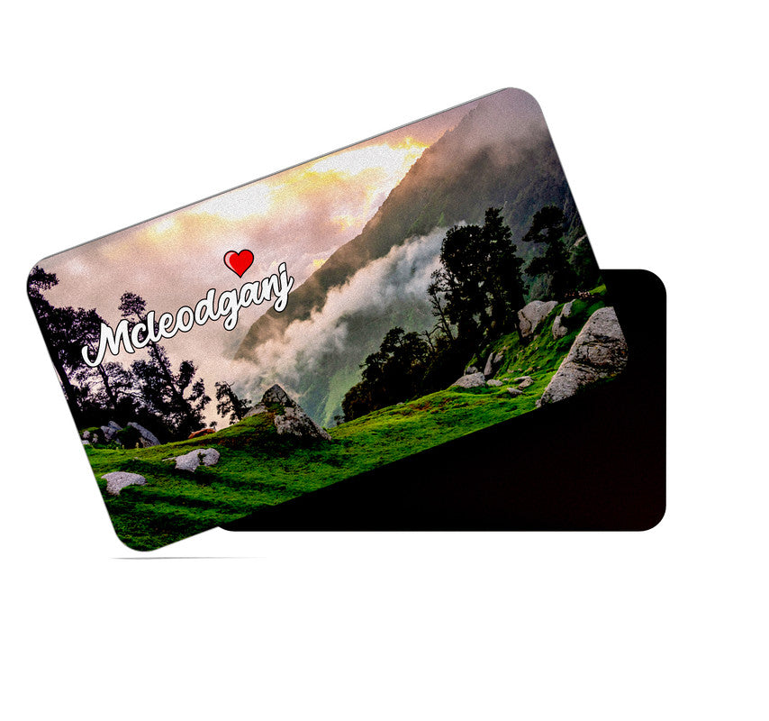 dhcrafts Rectangular Rubber Fridge Magnet / Magnetic Card Multicolor Himachal Pradesh Mcleodganj Design Pack of 1 (8.6cm x 5.4cm)