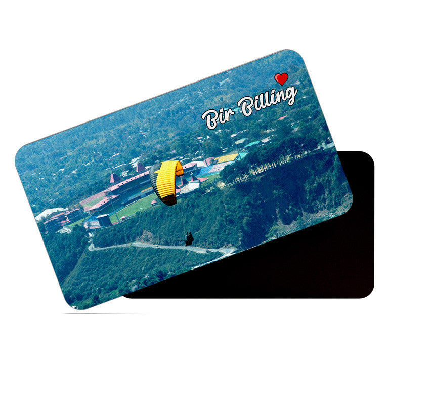 dhcrafts Rectangular Rubber Fridge Magnet / Magnetic Card Multicolor Himachal Pradesh Bir Billing Design Pack of 1 (8.6cm x 5.4cm)
