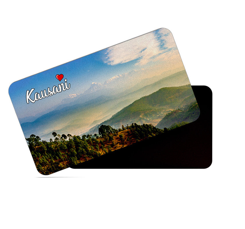 dhcrafts Rectangular Rubber Fridge Magnet / Magnetic Card Multicolor Uttarakhand Kausani Design Pack of 1 (8.6cm x 5.4cm)