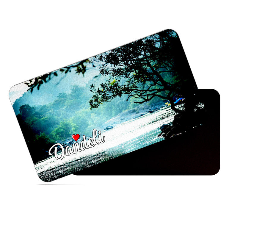 dhcrafts Rectangular Rubber Fridge Magnet / Magnetic Card Multicolor Karnataka Dandeli Design Pack of 1 (8.6cm x 5.4cm)