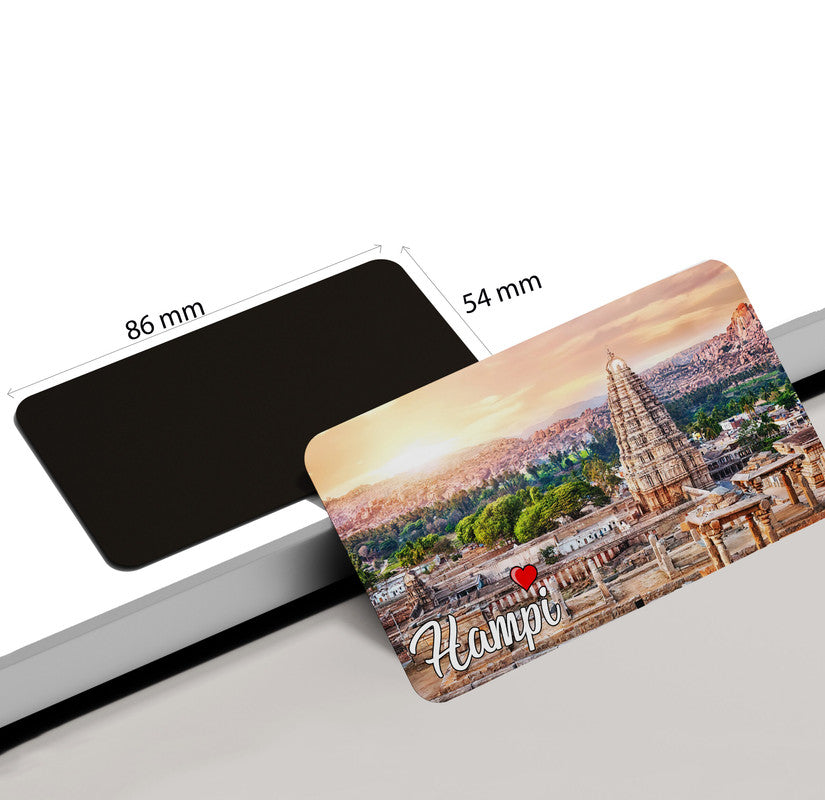 dhcrafts Rectangular Rubber Fridge Magnet / Magnetic Card Multicolor Karnataka Hampi Design Pack of 1 (8.6cm x 5.4cm)