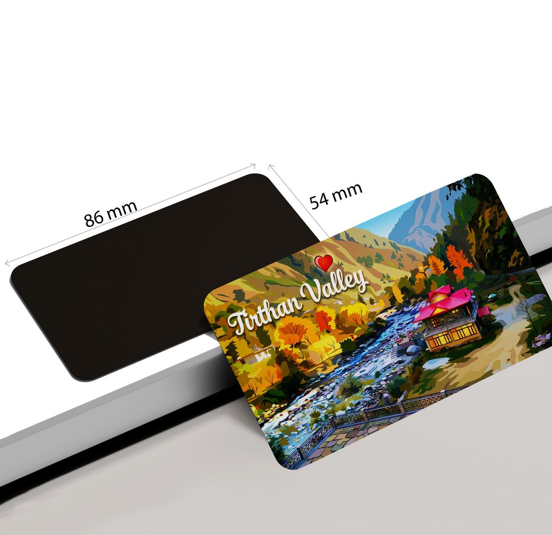 dhcrafts Rectangular Fridge Magnet Multicolor Himachal Pradesh Tirthan Valley D1 Design Pack of 1 (8.6cm x 5.4cm)