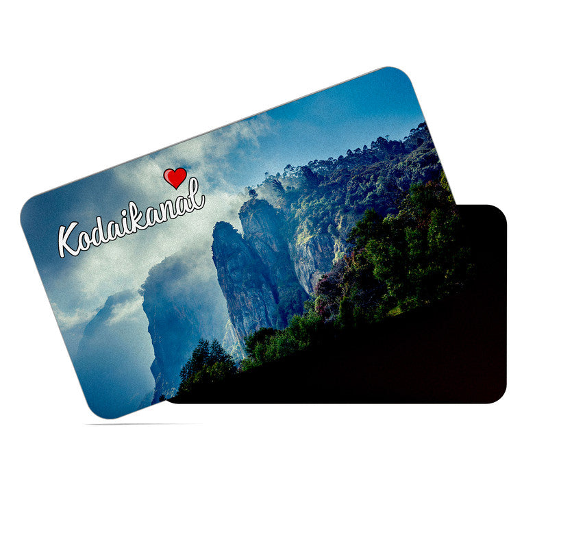 dhcrafts Rectangular Rubber Fridge Magnet / Magnetic Card Multicolor Tamil Nadu Kodaikanal D2 Design Pack of 1 (8.6cm x 5.4cm)