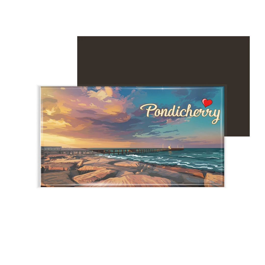 dhcrafts Rectangular Fridge Magnet Multicolor Tamil Nadu Pndicherry D1 Design Pack of 1 (8.6cm x 5.4cm)