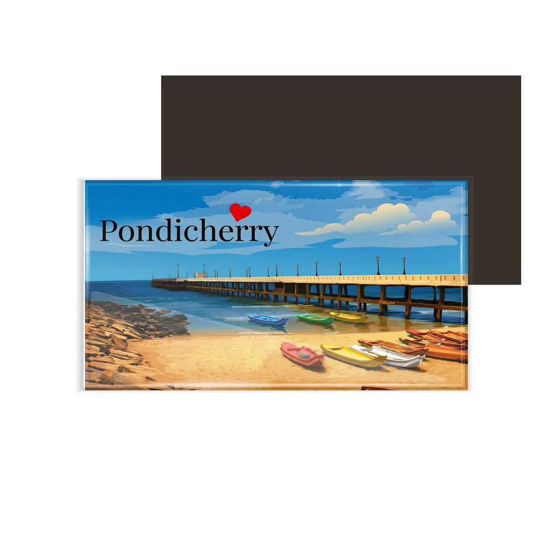 dhcrafts Rectangular Fridge Magnet Multicolor Tamil Nadu Pndicherry D4 Design Pack of 1 (8.6cm x 5.4cm)