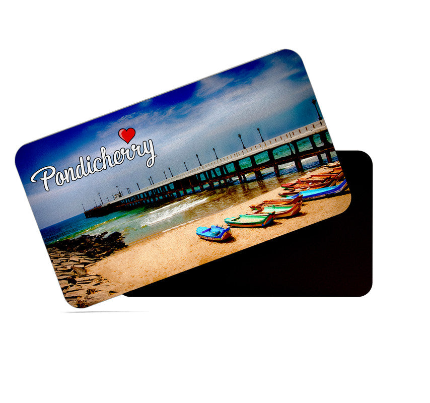 dhcrafts Rectangular Rubber Fridge Magnet / Magnetic Card Multicolor Tamil Nadu Pndicherry D4 Design Pack of 1 (8.6cm x 5.4cm)