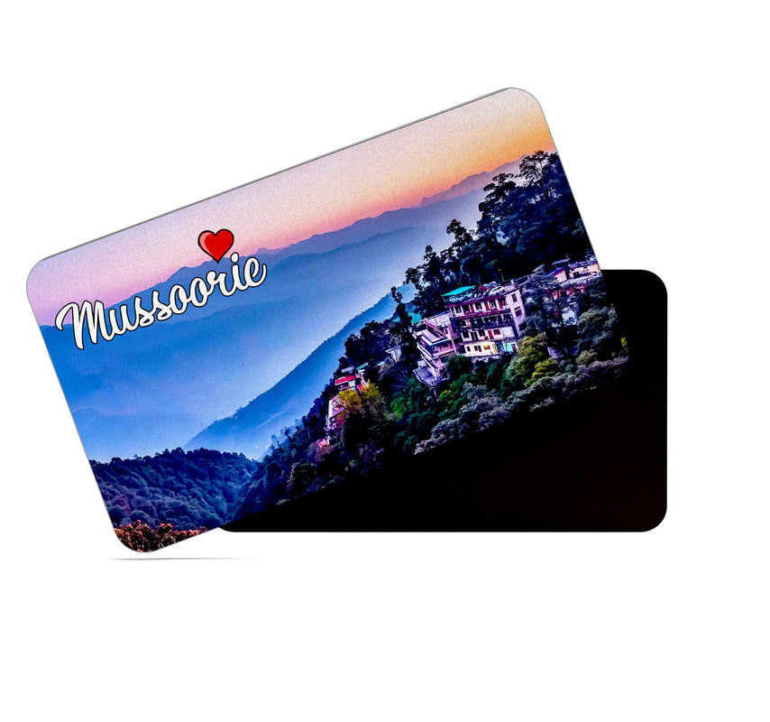dhcrafts Rectangular Rubber Fridge Magnet / Magnetic Card Multicolor Himachal Pradesh Mussoorie D2 Design Pack of 1 (8.6cm x 5.4cm)